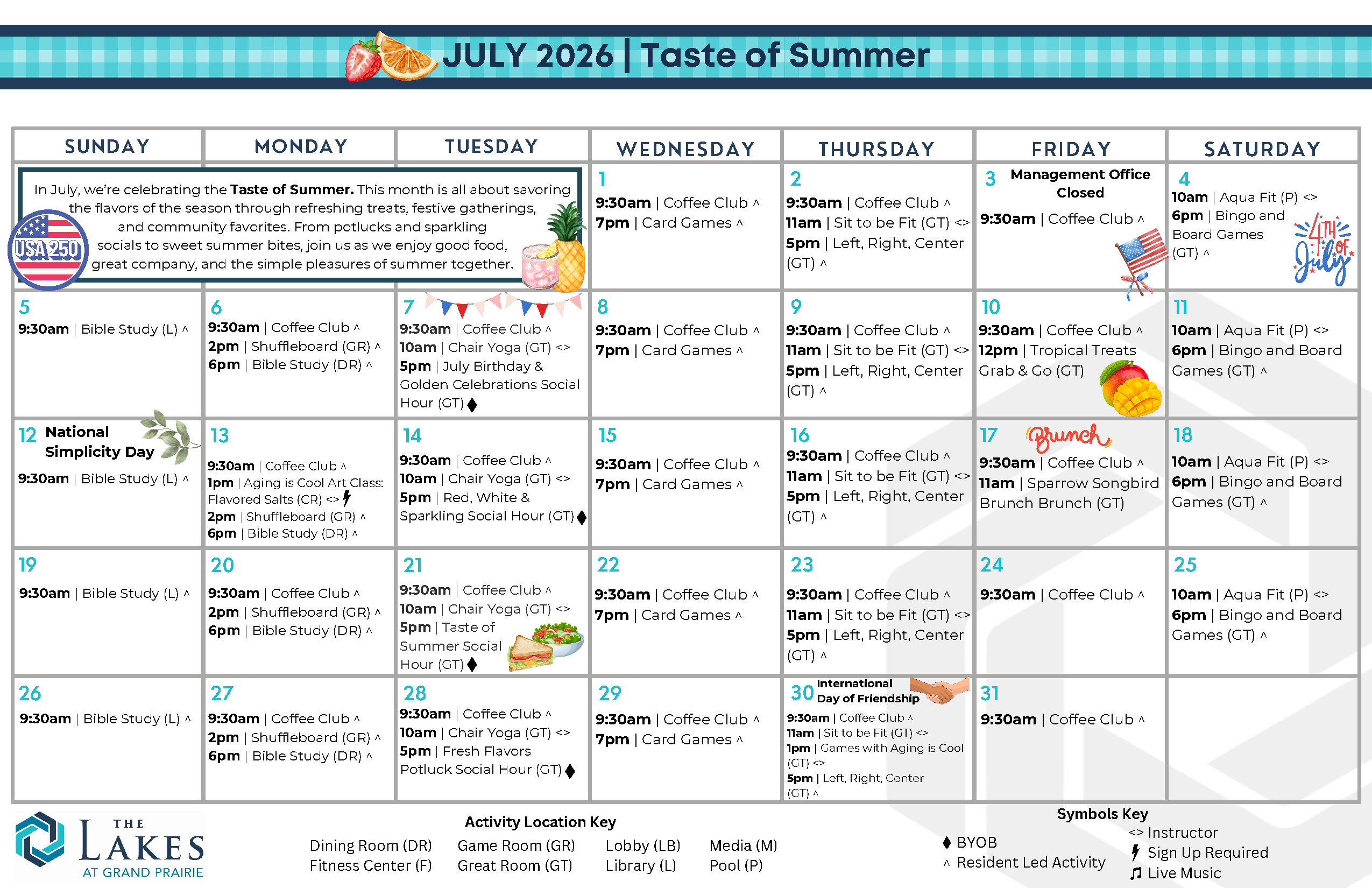 July Event Calendar July Event Calendar